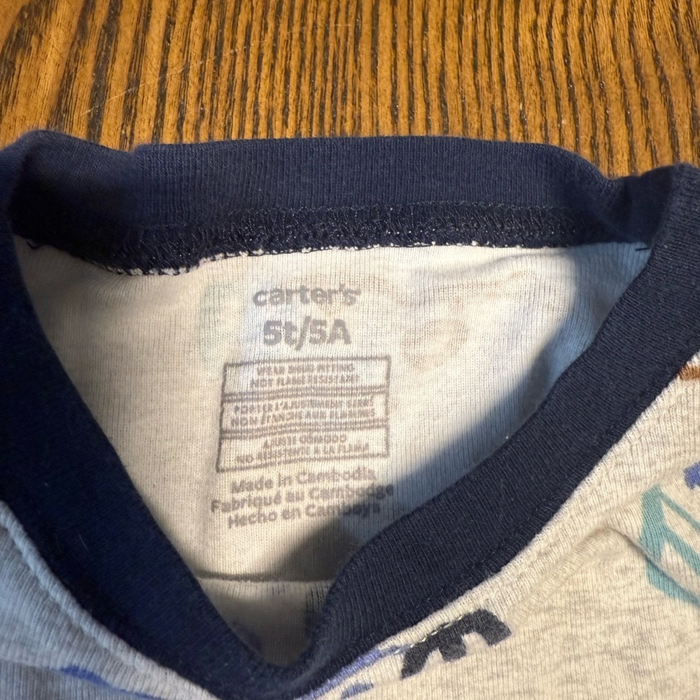 Carter's Cream and Blue Football Pajama Set - Picture 2 of 6